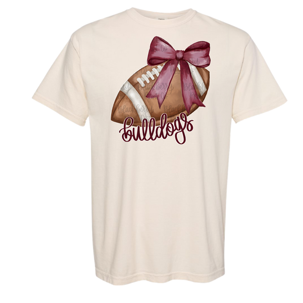 Football Bow Comfort Colors Tee