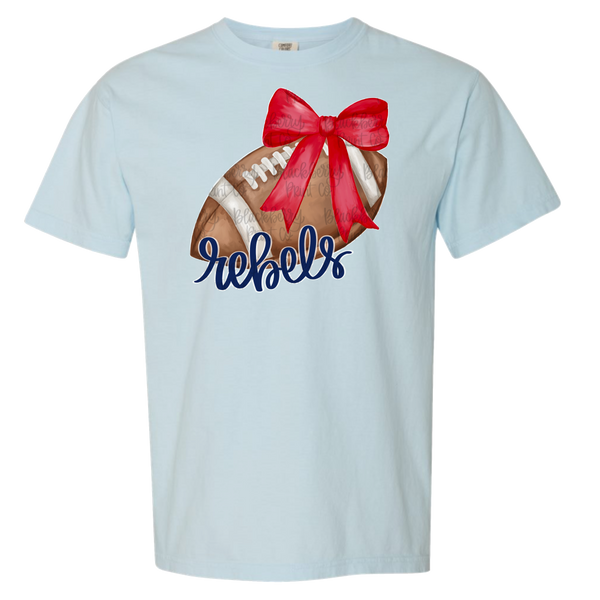 Football Bow Comfort Colors Tee