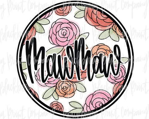DTF Transfer MawMaw Floral Watercolor