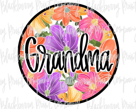 DTF Transfer Grandma Floral Circle