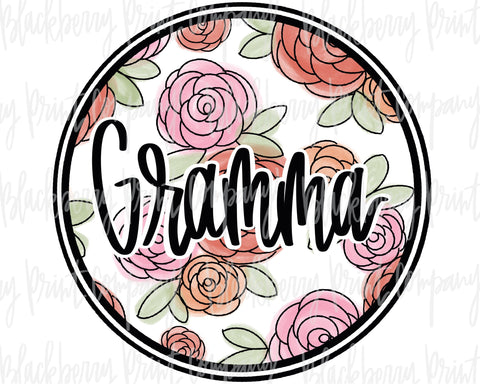 DTF Transfer  Gramma Floral Circle