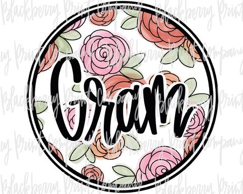 DTF Transfer Gram Floral Circle