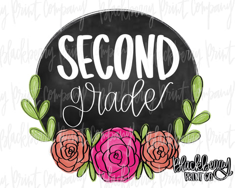 DTF Transfer Chalkboard Floral Second Grade