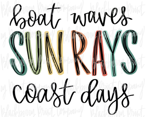 DTF Transfer Boat Waves Sun Rays Coast Days