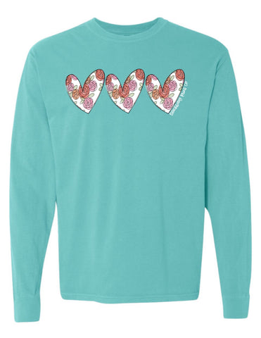 Floral Heart Trio Long Sleeve Tee