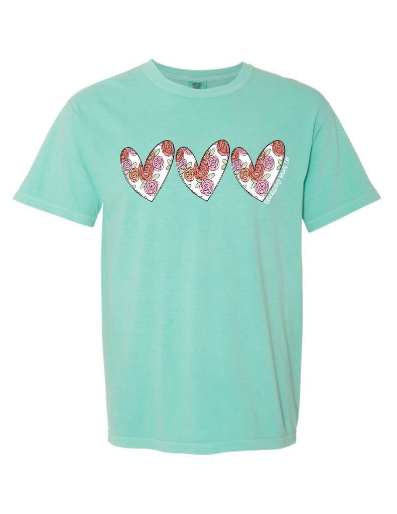 Floral Heart Trio Short Sleeve Tee